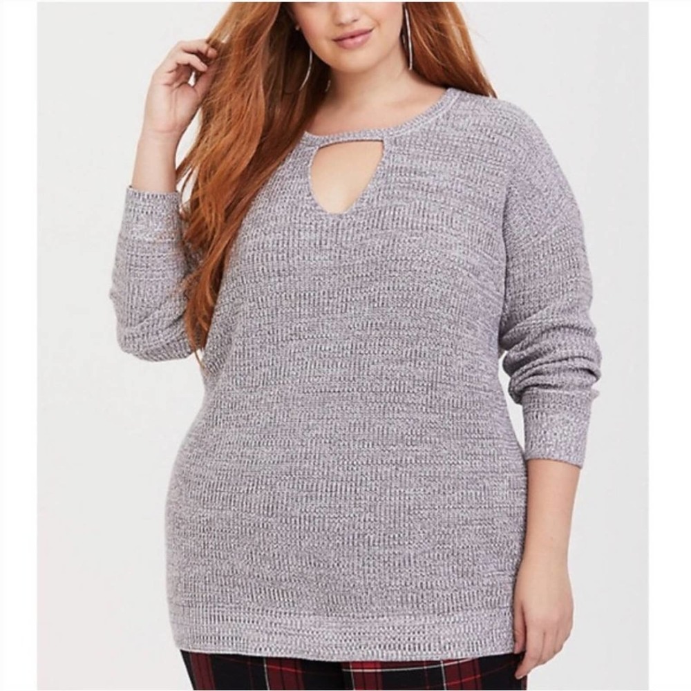 Torrid Grey Marl Keyhole Tunic Sweater Size 0